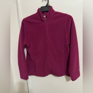 LL Bean Sweater Fleece Full Zip Up Jacket Women’s Large Magenta